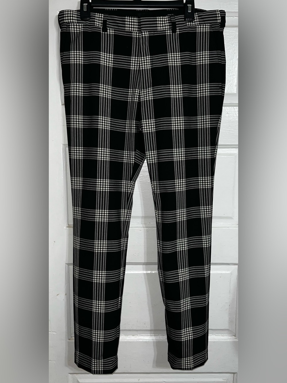 H&M Black and White Plaid Men's Dress Pants